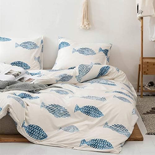 MOZEO Fish Print Duvet Cover Set 3 Pc Queen