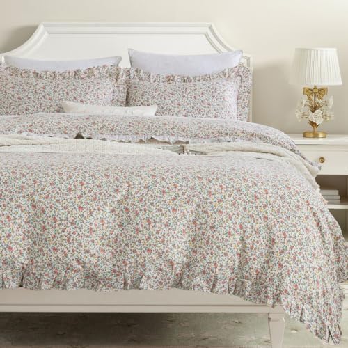 DAUAOTO Twin Duvet Cover Set 68x86 Pink Floral 100 Cotton