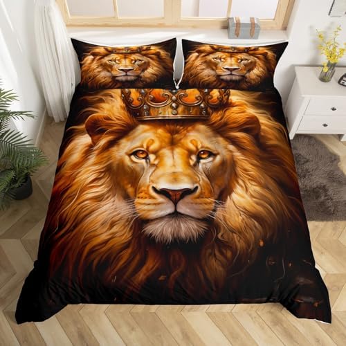 Feelyou King Lion Duvet Cover Set for Kids