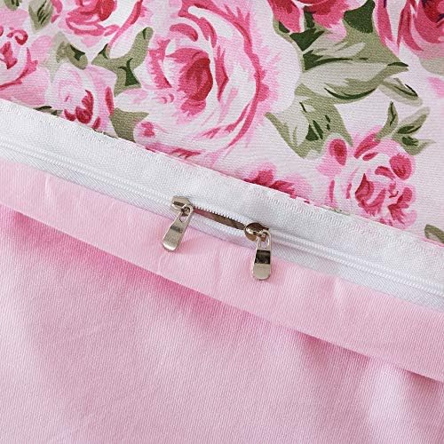 FADFAY Sweet Pink Floral Duvet Cover Set 5Pcs Twin XL