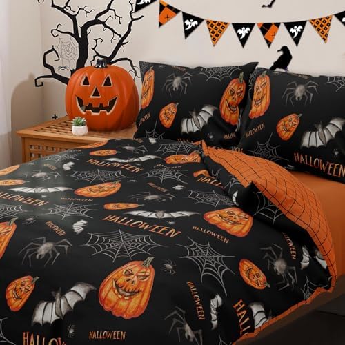 Halloween Duvet Cover Queen Size with Pillowcases
