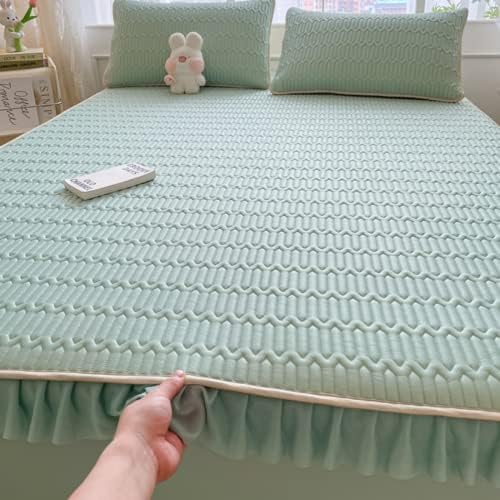 FCLDESHOP Cool Ice Silk Latex Mattress Cover 90x200cm 2pcs Pink