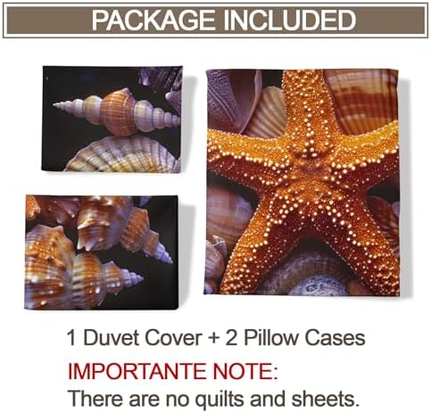 LTAETHC Queen Duvet Cover with 3D Starfish Seashell Print