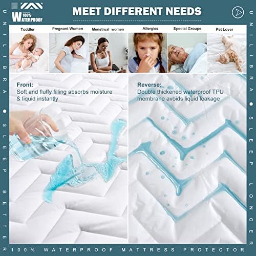 UNILIBRA Twin XL Waterproof Mattress Protector with Quilted Fill