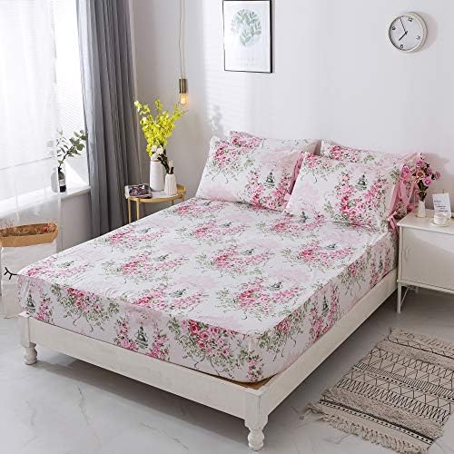 FADFAY Sweet Pink Floral Duvet Cover Set 5Pcs Twin XL