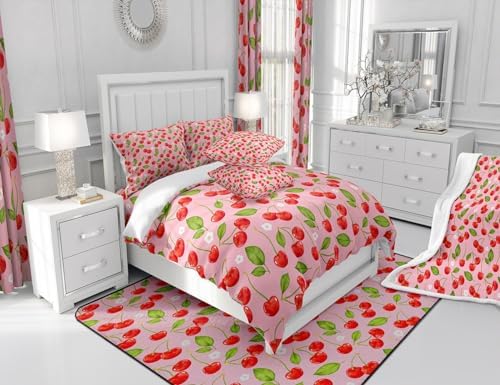 Cherry Print Duvet Cover Set for Kids Full Size