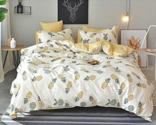 Feelyou Yellow Pineapple Duvet Cover Set Queen Size