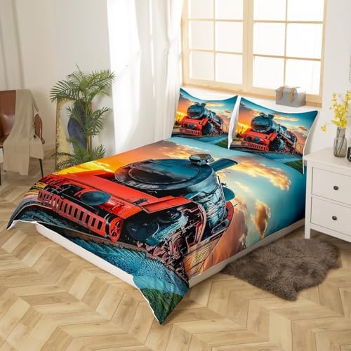 Erosebridal Duvet Cover Set Kids 3D Train Truck Print