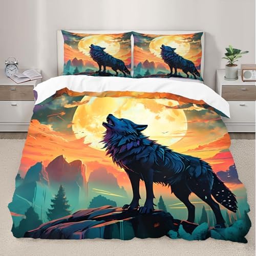 LTAETHC Duvet Cover Queen Size with 3D Forest Animals Print