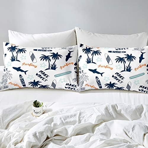 Feelyou 3D Print Duvet Cover Set with Surfboard and Palm Design