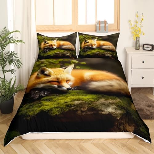 Feelyou 3D Fox Print Duvet Cover Set Twin Size