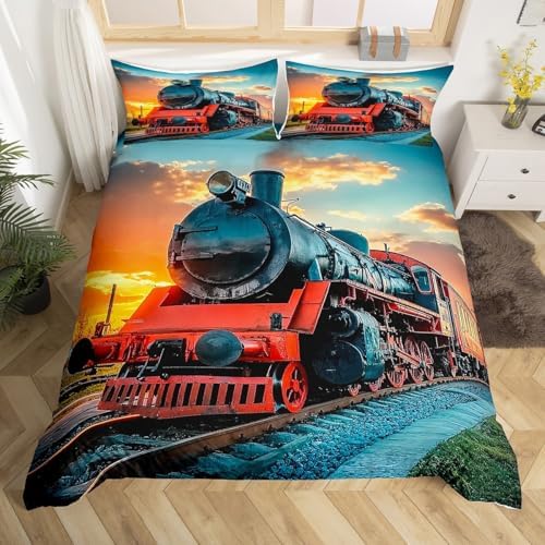 Erosebridal Duvet Cover Set Kids 3D Train Truck Print