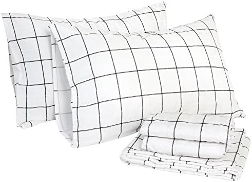 FADFAY Twin 3PCS Duvet Cover Set Cotton Lattice Check