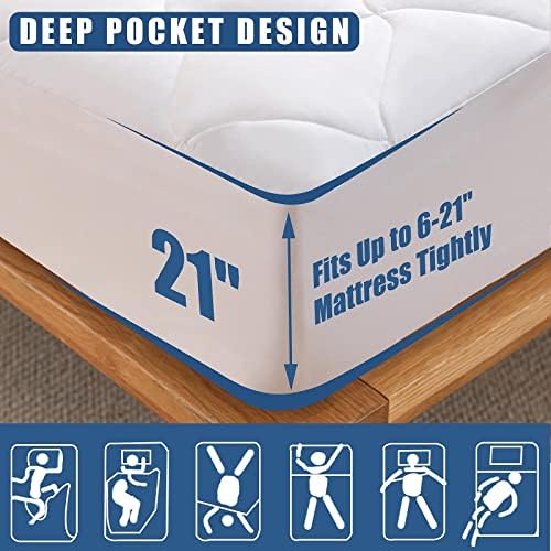 JamRest Full Size Quilted Mattress Pad with Waterproof Cooling Cover