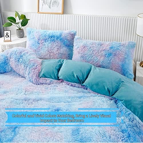 RYNGHIPY Rainbow Tie Dye Duvet Cover Set Queen Size 3Pcs