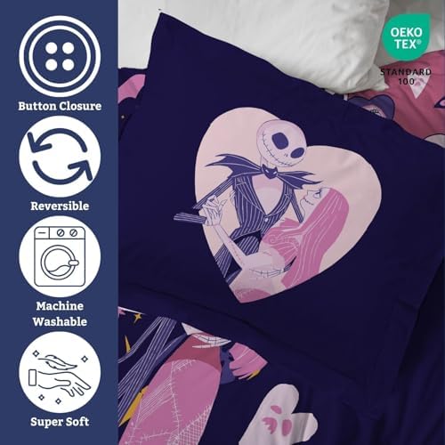 Jay Franco Duvet Cover Set - 3 Piece Purple Nightmare Before Christmas Full