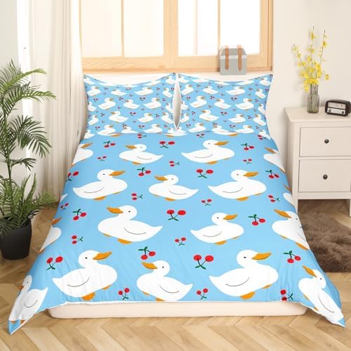 Feelyou Cartoon Duck Duvet Cover Set Queen Size
