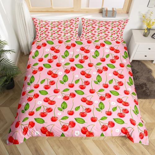 Cherry Print Duvet Cover Set for Kids Full Size