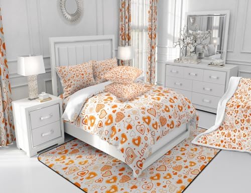 Feelyou Valentines Day Duvet Cover Set Cute Heart Design 3Pcs 1