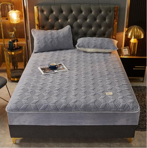 FCLDESHOP Light Grey Mattress Protector with Deep Pocket
