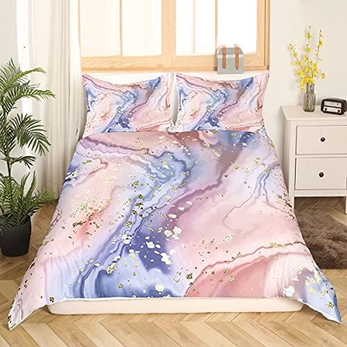 Feelyou Girls Pink Marble Duvet Cover Set