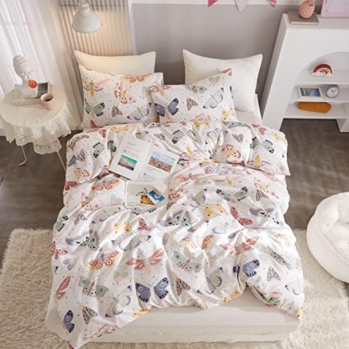 Ivellow Queen Duvet Cover Set 3Pcs 100 Cotton Butterfly Pattern