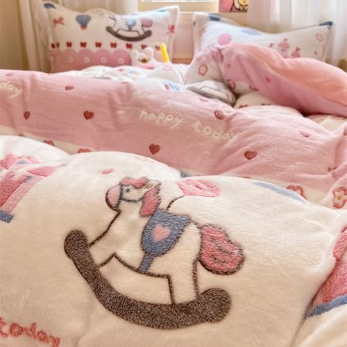 MorroMorn Pink Duvet Cover Set Queen Size