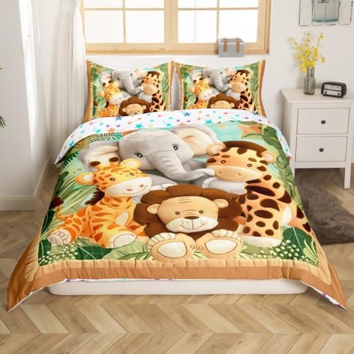 Feelyou Toddler Cartoon Animal Duvet Cover Set