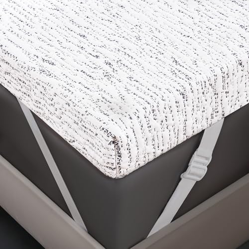 SUBRTEX 3 Inch Queen Mattress Topper Cover with Zip and Straps