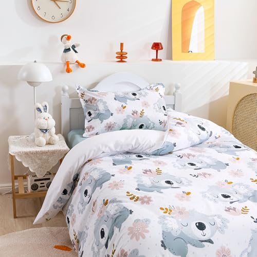 BESTDESIL Kids 3Pcs Duvet Cover Set with Zipper Koala Design