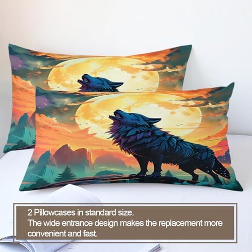 LTAETHC Duvet Cover Queen Size with 3D Forest Animals Print