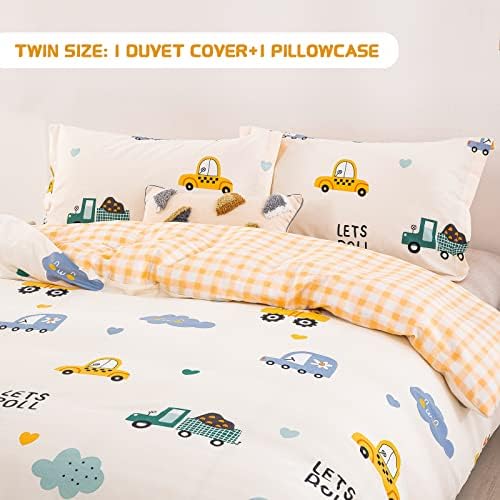 Kids Duvet Cover Set Twin - Car Truck Print