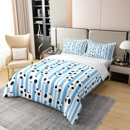 Feelyou Soccer Duvet Cover Set 2Pcs Zipper Cotton