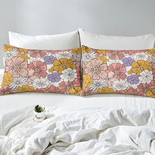 Feelyou Groovy Flower Duvet Cover Set Queen