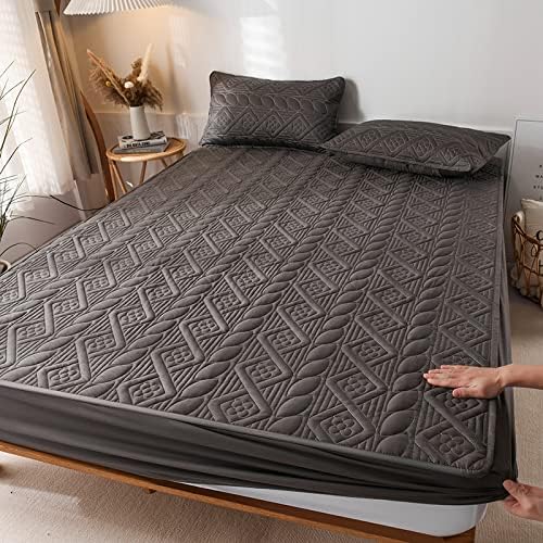 FCLDESHOP Dark Grey Mattress Protector 100x200cm