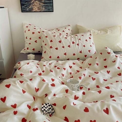 Nayoroom Heart-Shaped Duvet Cover Set 3Pcs 100 Cotton 1