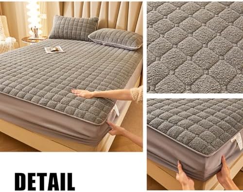 LDLCYCN Velvet Mattress Protector Queen Deep Pocket Warm Cover