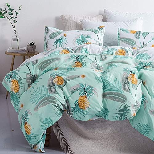 Feelyou Tropical Pineapple Duvet Cover Set Queen Size