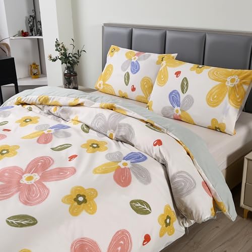 MAG Floral Duvet Cover Set Twin 3pcs Cute Microfiber