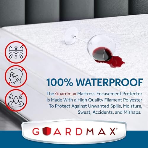 Guardmax Terry Cotton Queen Mattress Encasement - Waterproof Bed Bug Proof 1