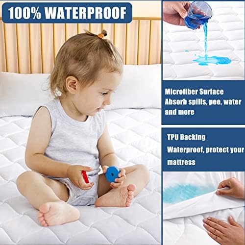 JamRest Full Size Quilted Mattress Pad with Waterproof Cooling Cover
