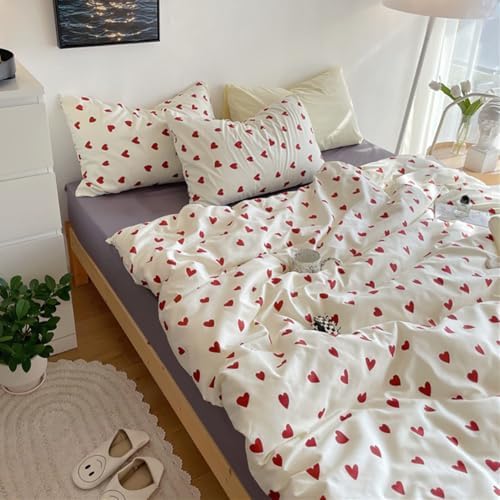 Nayoroom Heart-Shaped Duvet Cover Set 3Pcs 100 Cotton 1
