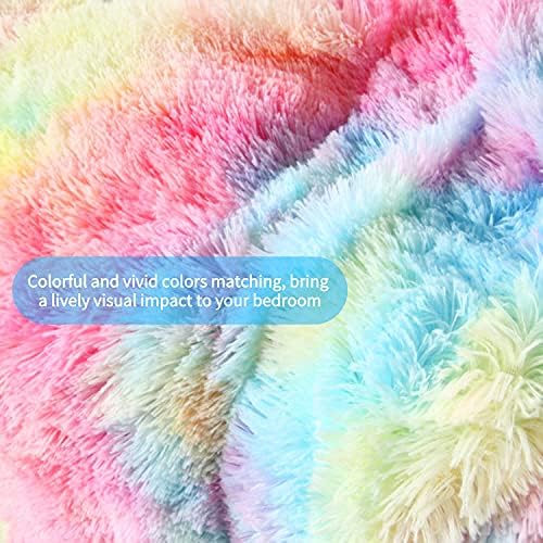 RYNGHIPY 3Pcs Rainbow Girls Queen Duvet Set with Hidden Zipper
