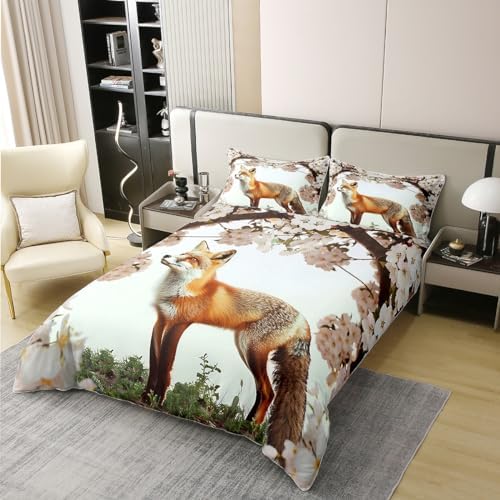 Feelyou Fox Duvet Cover Set Twin Size 100 Cotton 1