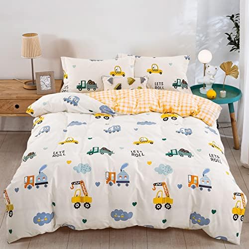 Kids Duvet Cover Set Twin - Car Truck Print