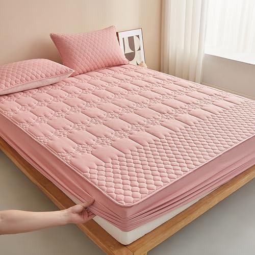 Pink Mattress Protector Pad with Elastic Band and Deep Pocket
