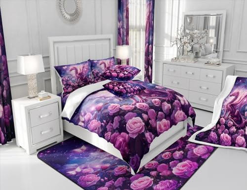 Homewish Pink Dragon Duvet Cover Set for Kids Room