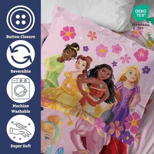 Jay Franco Disney Princess Duvet Cover Set Twin Pink