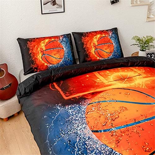 3D Sports Fire Basketball Duvet Set for Teen Boys