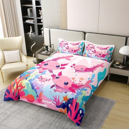 jejeloiu Axolotl Duvet Cover Set Twin Size